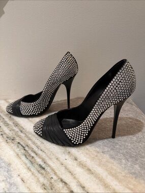 Giuseppe Zanotti Black Crystal-Studded Pointed-Toe Stilettos